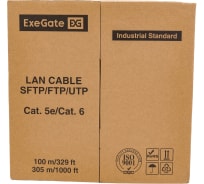 Кабель UTP ExeGate CU 4PR PREMIUM 25 AWG CAT5e 305м внутренний серый 281815