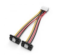 Кабель-переходник питания Vention MOLEX 4pin M / 2 x SATA 15pin F угол 90 - 0.15м KDCBB