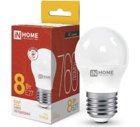 Светодиодная лампа IN HOME LED-ШАР-VC 8Вт 230В Е27 3000К 760Лм 4690612020563