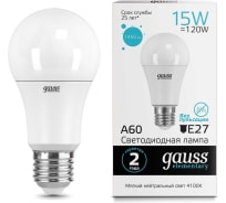 Светодиодная лампа Gauss Elementary A60 15W 1450lm 4100K E27 LED 1/10/50 23225