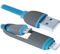 USB-кабель DEFENDER USB10-03BP синий, MicroUSB + Lightning, 1м 87487