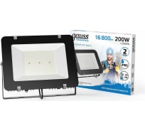 Светодиодный прожектор Gauss Elementary 200W 16800lm IP65 6500K, черный 691511200