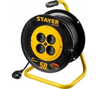 Удлинитель на катушке STAYER "MS 207", 50 м, 2200 Вт, 4 гнезда, ПВС, 55073-50