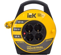 Катушка с термозащитой IEK "Industrial" УК10 4 места, 2Р+PЕ, 10м, 3х1,5 мм2 WKP15-16-04-10