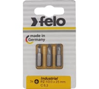 Бита крестовая PZ 1/PZ 2/PZ 3X25, 3 шт. в блистере Felo 02193216