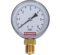 Манометр ROMMER радиальный корпус dn 80 мм 1/2" , 0...6 бар, кл.2.5 rim-0010-800615 RG00929SFN3V7H