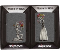 Набор из двух зажигалок Zippo Влюбленные зомби, с покрытием Iron Stone, 28987