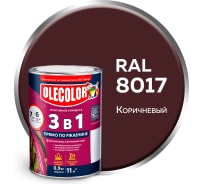 Грунт-эмаль по ржавчине Olecolor 3 в 1 коричневый 8017 (0.9 кг) 4300007443