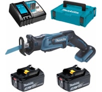 Аккумуляторная сабельная пила Makita LXT 18 В, ход 13 мм, рез 50 мм, 2x3.0 Ач, ЗУ DJR185RFE